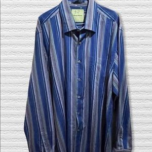 Tommy Bahama Mens Button Down Striped Shirt SZ XL Blue Cotton